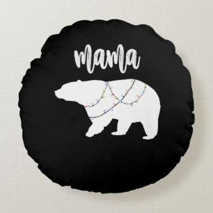 Mama Beer Polar Beer String of Lights Kerstmis Rond Kussen