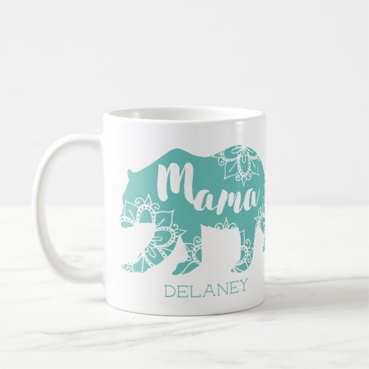 Mama Beer Rustic Country Floral Mint Personalized Koffiemok (Links)