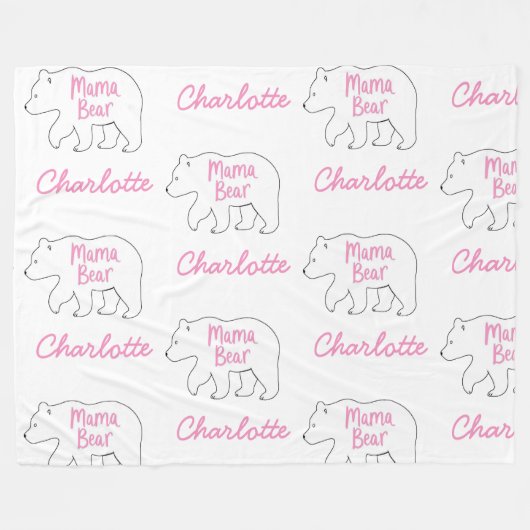 Mama Beer | Schattigee en grappige Moederdag Fleece Deken (Voorkant (Horizontaal))