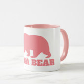 Mama beer silhouette koffie mok met roze hendel (Voorkant rechts)