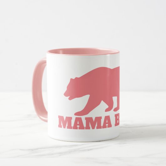 Mama beer silhouette koffie mok met roze hendel (Voorkant links)