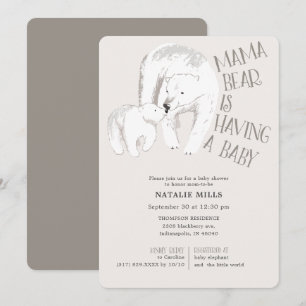 Mama Beer Taupe Neutraal Baby shower Invitation Kaart