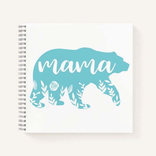 Mama Beer Turquoise Flowers Journal Notitieboek (Voorkant)