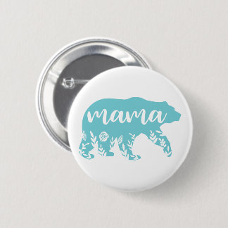 Mama Beer Turquoise Flowers Ronde Button 5,7 Cm