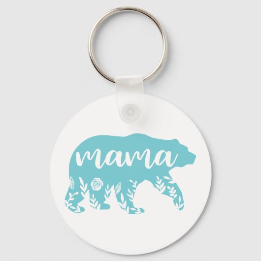 Mama Beer Turquoise Flowers Sleutelhanger (Voorkant)
