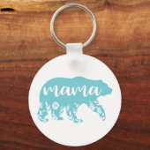 Mama Beer Turquoise Flowers Sleutelhanger (Voorkant)