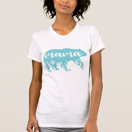 Mama Beer Turquoise Flowers T-shirt (Voorkant)