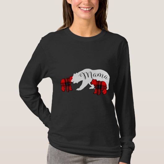 Mama Beer Twee Cubs Red Pset Mam Kerstmis Pajama T-shirt (Voorkant)