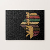 Mama Beer Twee Cubs Retro Heart Moederdag Gift Legpuzzel (Horizontaal)