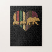 Mama Beer Twee Cubs Retro Heart Moederdag Gift Legpuzzel (Verticaal)