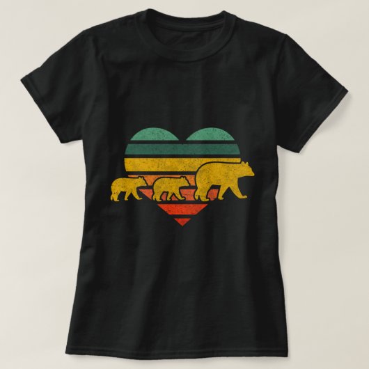 Mama Beer Twee Cubs Retro Heart Moederdag Gift Mo T-shirt (Design voorkant)