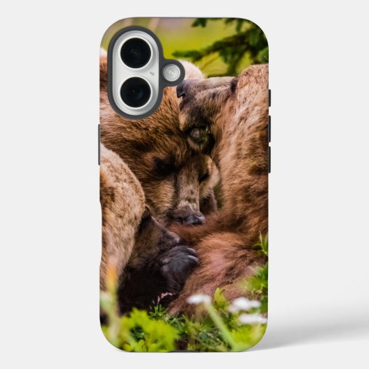 Mama beer verzorgt haar twee cubs, Lake Clark Nati Case-Mate iPhone Case (Achterkant)