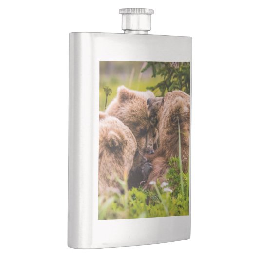 Mama beer verzorgt haar twee cubs, Lake Clark Nati Flacon (Rechts)