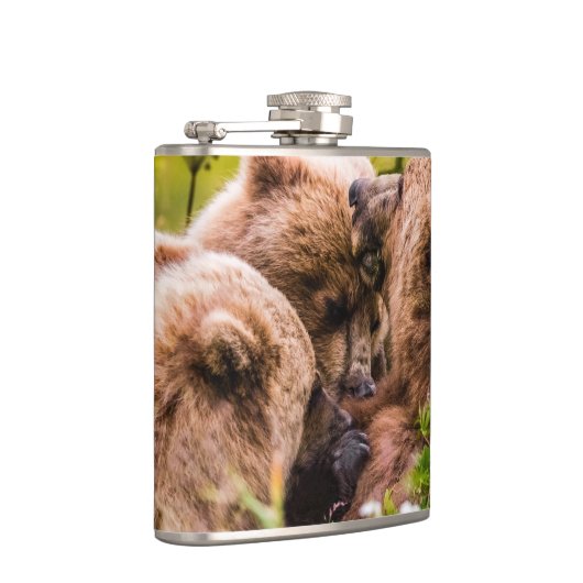 Mama beer verzorgt haar twee cubs, Lake Clark Nati Heupfles (Rechts)