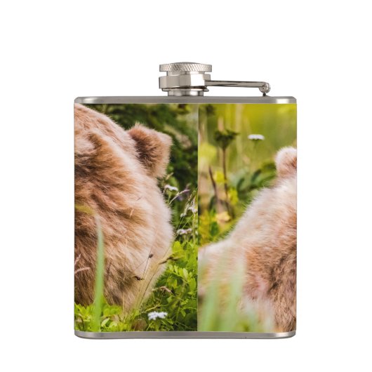 Mama beer verzorgt haar twee cubs, Lake Clark Nati Heupfles (Achterkant)