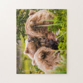 Mama beer verzorgt haar twee cubs, Lake Clark Nati Legpuzzel (Verticaal)