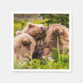 Mama beer verzorgt haar twee cubs, Lake Clark Nati Servet (Voorkant)