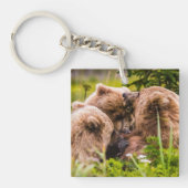 Mama beer verzorgt haar twee cubs, Lake Clark Nati Sleutelhanger (Voorkant)