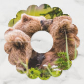 Mama beer verzorgt haar twee cubs, Lake Clark Nati Wijnglaslabel (Voorkant)