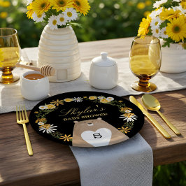 Mama Beer & Zoet Honing Bijen & Bloemen Baby showe Papieren Bordje