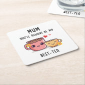 Mama Best-Tea Gepersonaliseerde Grappige Gift Moed Kartonnen Onderzetters (Schuin)