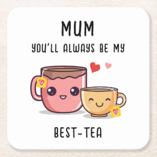Mama Best-Tea Gepersonaliseerde Grappige Gift Moed Kartonnen Onderzetters