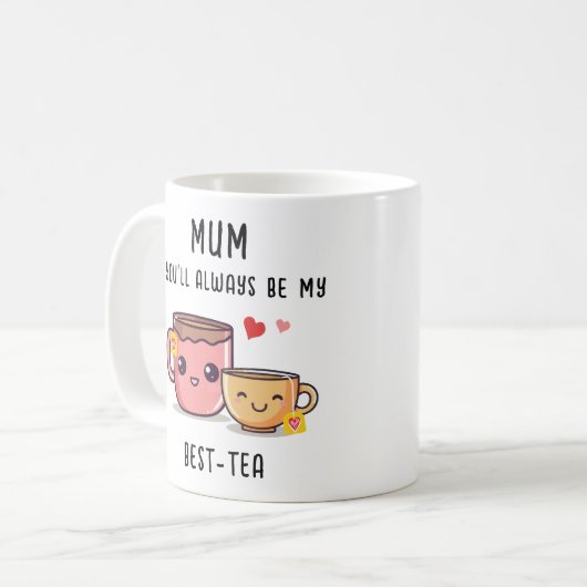 Mama Best-Tea Gepersonaliseerde Grappige Gift Moed Koffiemok (Voorkant links)