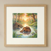 Mama Bever en Jongen Kraamkamer Poster