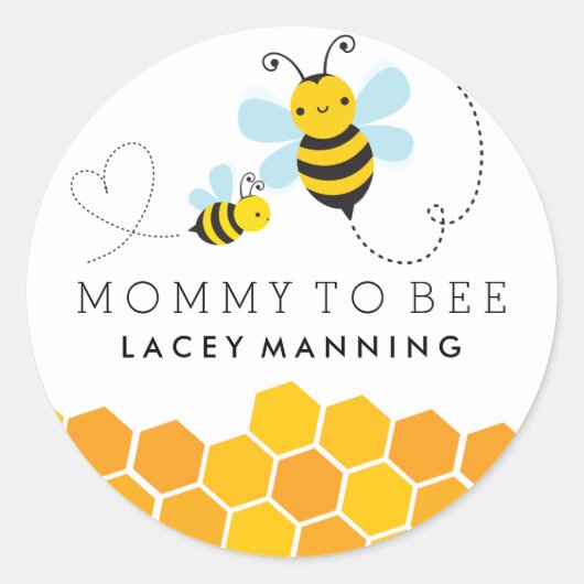 Mama Bijen Baby Shower Sticker (Voorkant)