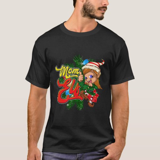 Mama bijpassende familie partij pyjama moeder elf t-shirt (Voorkant)