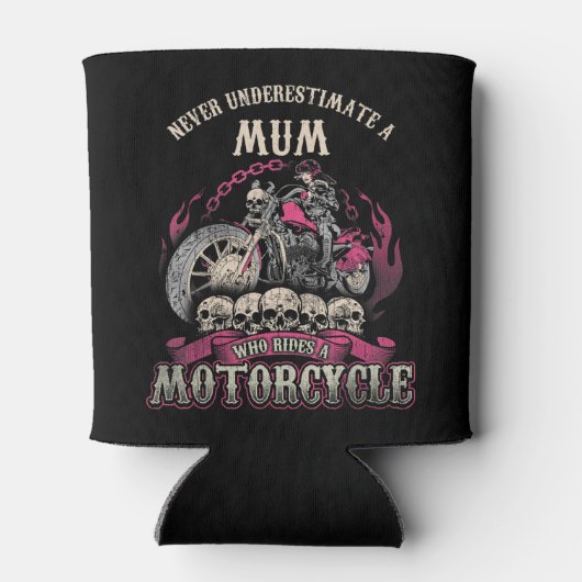 Mama Biker Chick Lady onderschat motor nooit Blikjeskoeler (Achterkant)