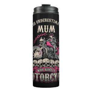 Mama Biker Chick Lady onderschat motor nooit Thermosbeker