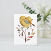 Mama Bird & Chick Whimsical Art Moederdag Briefkaart (Staand voorkant)