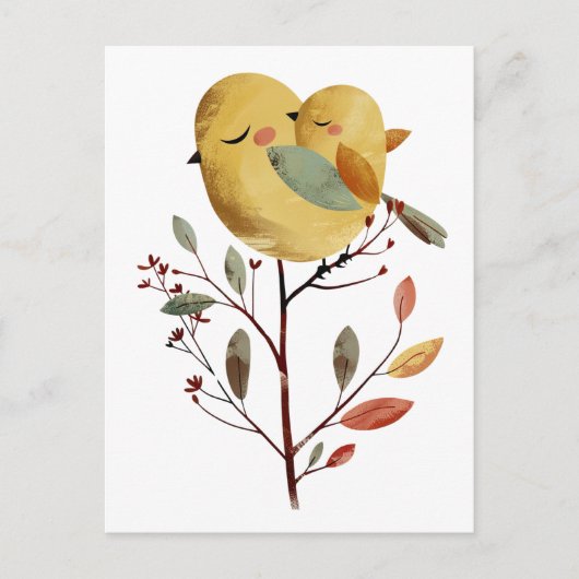 Mama Bird & Chick Whimsical Art Moederdag Briefkaart (Voorkant)