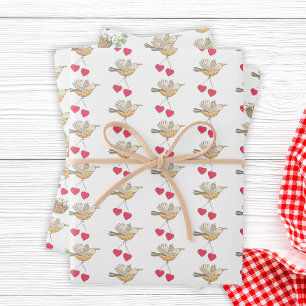 Mama Bird die over de nesten van de Baby Chicks Sh Inpakpapier Vel