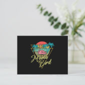 Mama Bird Flamingo Sunset Palm Tree Beach 80's Briefkaart (Staand voorkant)
