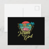 Mama Bird Flamingo Sunset Palm Tree Beach 80's Briefkaart (Voorkant / Achterkant)