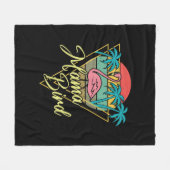 Mama Bird Flamingo Sunset Palm Tree Beach 80's Fleece Deken (Voorkant (Horizontaal))