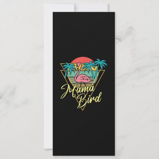Mama Bird Flamingo Sunset Palm Tree Beach 80's Kaart (Voorkant)