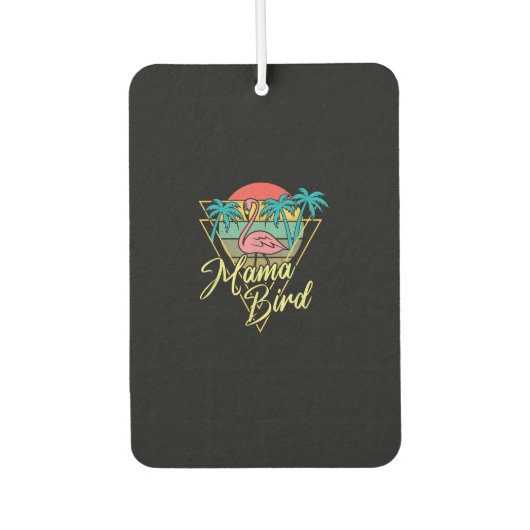 Mama Bird Flamingo Sunset Palm Tree Beach 80's Luchtverfrisser (Voorkant)