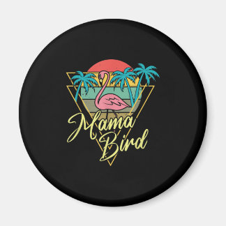 Mama Bird Flamingo Sunset Palm Tree Beach 80's Magneet