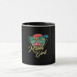 Mama Bird Flamingo Sunset Palm Tree Beach 80's Mok