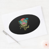 Mama Bird Flamingo Sunset Palm Tree Beach 80's Ovale Sticker (Envelop)