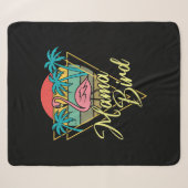 Mama Bird Flamingo Sunset Palm Tree Beach 80's Sherpa Deken (Voorkant (horizontaal))