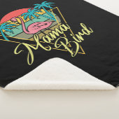 Mama Bird Flamingo Sunset Palm Tree Beach 80's Sherpa Deken (3/4)