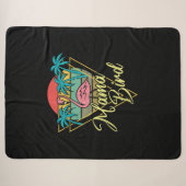 Mama Bird Flamingo Sunset Palm Tree Beach 80's Sherpa Deken (Voorkant (horizontaal))