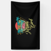 Mama Bird Flamingo Sunset Palm Tree Beach 80's Spandoek (Verticaal)