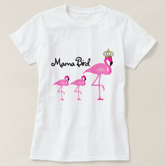 Mama Bird Flamingo T-Shirt met twee baby's (Design voorkant)