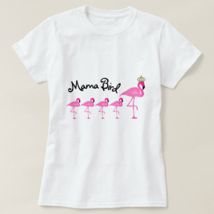 Mama Bird Flamingo T-Shirt met vier baby's