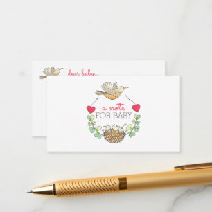 Mama Bird Flying Over Nest Notes for Baby shower Advieskaart